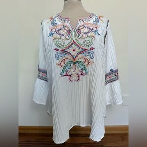 CALAAA White Top with Multicolor Embroidery #133